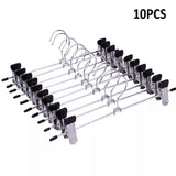 10PCS Strong Metal Clips Hangers Chrome Clothes Coat Trouser Skirt Rack UK