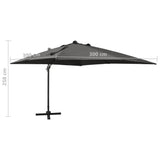 vidaXL Cantilever Garden Parasol with Pole and LED Lights Anthracite 300 cm