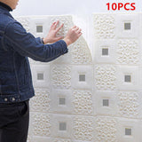 10Pcs 3D Tile Brick Wall Sticker Soft Self-adhesive Waterproof Foam Panel Decal