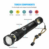 High Power 12000000 Lumen Ultra Bright Torch On - Aluminum Flashlight LED Rechargeable UK