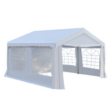 Outsunny 4m x 4 m Garden Gazebo Portable Carport Shelter w/ Removable Sidewalls & Doors Party Tent Shelter Car Canopy