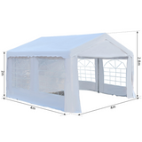 Outsunny 4m x 4 m Garden Gazebo Portable Carport Shelter w/ Removable Sidewalls & Doors Party Tent Shelter Car Canopy