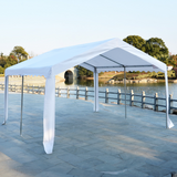 Outsunny 4m x 4 m Garden Gazebo Portable Carport Shelter w/ Removable Sidewalls & Doors Party Tent Shelter Car Canopy