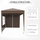 Outsunny 2m x 2m Garden Pop Up Gazebo Marquee Party Tent Wedding Awning Canopy New With free Carrying Case Coffee + Removable 2 Walls 2 Windows