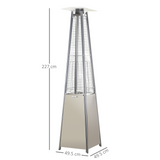 Outsunny 10.5KW Stainless Steel Outdoor Garden Patio Pyramid Heating Propane Gas Real Flame Heater Warmer Glass Tube with Wheels and Rain Cover - Silver