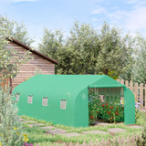 Outsunny Walk in Polytunnel Greenhouse with Windows and Door for Garden, Backyard (6 x 3M)