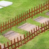 Outsunny 60L x 1D x 34H cm Pack of 12 Wooden Border Fences, Garden Fixed Picket Fence for Lawn Edging, Flowerbed, Brown