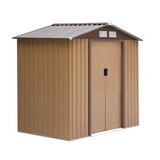 Outsunny 7ft x 4ft Lockable Garden Metal Storage Shed Large Patio Roofed Tool Storage Building Foundation Sheds Box Outdoor Furniture, Yellow