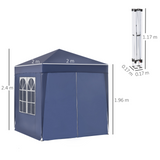 Outsunny 2m x 2m Garden Pop Up Gazebo Marquee Party Tent Wedding Awning Canopy New With free Carrying Case Blue + Removable 2 Walls 2 Windows