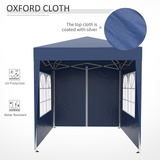 Outsunny 2m x 2m Garden Pop Up Gazebo Marquee Party Tent Wedding Awning Canopy New With free Carrying Case Blue + Removable 2 Walls 2 Windows