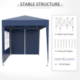 Outsunny 2m x 2m Garden Pop Up Gazebo Marquee Party Tent Wedding Awning Canopy New With free Carrying Case Blue + Removable 2 Walls 2 Windows