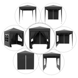 Outsunny 2m x 2m Garden Pop Up Gazebo Marquee Party Tent Wedding Awning Canopy New With free Carrying Case Black + Removable 2 Walls 2 Windows