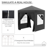 Outsunny 2m x 2m Garden Pop Up Gazebo Marquee Party Tent Wedding Awning Canopy New With free Carrying Case Black + Removable 2 Walls 2 Windows