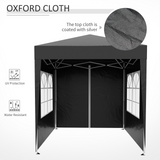 Outsunny 2m x 2m Garden Pop Up Gazebo Marquee Party Tent Wedding Awning Canopy New With free Carrying Case Black + Removable 2 Walls 2 Windows