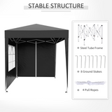 Outsunny 2m x 2m Garden Pop Up Gazebo Marquee Party Tent Wedding Awning Canopy New With free Carrying Case Black + Removable 2 Walls 2 Windows