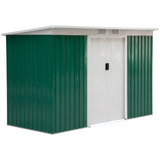 Outsunny 9ft x 4ft Corrugated Garden Metal Storage Shed Outdoor Equipment Tool Box with Kit Ventilation & Doors