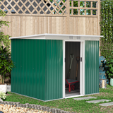 Outsunny 9ft x 4ft Corrugated Garden Metal Storage Shed Outdoor Equipment Tool Box with Kit Ventilation & Doors