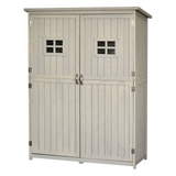 Outsunny Wooden Garden Shed Tool Storage Outsunny Wooden Garden Shed w/ Two Windows, Tool Storage Cabinet, Outdoor Double Door Organizer 127.5L x 50W x 164H cm, Grey