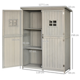 Outsunny Wooden Garden Shed Tool Storage Outsunny Wooden Garden Shed w/ Two Windows, Tool Storage Cabinet, Outdoor Double Door Organizer 127.5L x 50W x 164H cm, Grey