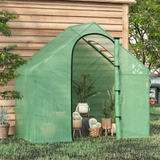 Outsunny Walk in Greenhouse Garden Grow House with Roll Up Door and Window, 180 x 100 x 168 cm, Green