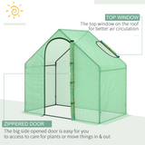 Outsunny Walk in Greenhouse Garden Grow House with Roll Up Door and Window, 180 x 100 x 168 cm, Green