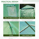 Outsunny Walk in Polytunnel Greenhouse with Windows and Door for Garden, Backyard (4 x 2M)