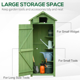 Outsunny Garden Shed Vertical Utility 3 Shelves Shed Wood Outdoor Garden Tool Storage Unit Storage Cabinet, 77 x 54.2 x 179cm - Dark Green