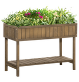 Outsunny Wooden Herb Planter Raised Bed Container Garden Plant Stand Bed 8 Boxes 110L x 46W x 76Hcm Brown