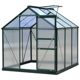 Outsunny Clear Polycarbonate Greenhouse Large Walk-In Green House Garden Plants Grow Galvanized Base Aluminium Frame w/ Slide Door (6 x 6ft)