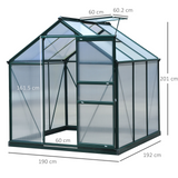 Outsunny Clear Polycarbonate Greenhouse Large Walk-In Green House Garden Plants Grow Galvanized Base Aluminium Frame w/ Slide Door (6 x 6ft)