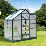 Outsunny Clear Polycarbonate Greenhouse Large Walk-In Green House Garden Plants Grow Galvanized Base Aluminium Frame w/ Slide Door (6 x 4ft)