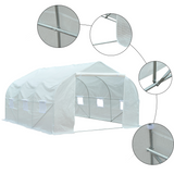 Outsunny Walk-In Polytunnel Greenhouse Warm House Garden Tunnel Shelter Plant Shed with Door and Windows, Galvanised Steel Frame, 3.5 x 3 x 2m, White