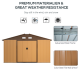 Outsunny 13 x 11ft Garden Metal Storage Shed Outdoor Storage Shed with Foundation Ventilation & Doors, Yellow