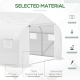 Outsunny Walk-In Polytunnel Greenhouse Warm House Garden Tunnel Shelter Plant Shed with Door and Windows, Galvanised Steel Frame, 4.5 x 3 x 2m, White