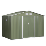 Outsunny 9 x 6FT Garden Metal Storage Shed Outdoor Storage Shed with Foundation Ventilation & Doors, Light Green