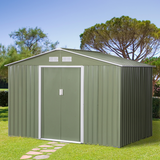 Outsunny 9 x 6FT Garden Metal Storage Shed Outdoor Storage Shed with Foundation Ventilation & Doors, Light Green