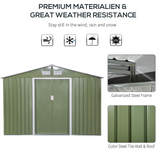 Outsunny 9 x 6FT Garden Metal Storage Shed Outdoor Storage Shed with Foundation Ventilation & Doors, Light Green