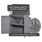 Outsunny Garden Shed Outdoor Garden Storage Shed Wooden Chest Double Doors with Shelf Hinged Roof Compact Size, 74 x 43 x 88cm, Grey