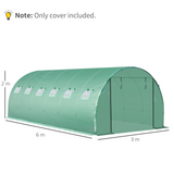 Outsunny 6 x 3 x 2m Greenhouse Replacement Cover ONLY Winter Garden Plant PE Cover for Tunnel Walk-in Greenhouse with Roll-up Windows Door Outdoor