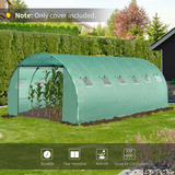 Outsunny 6 x 3 x 2m Greenhouse Replacement Cover ONLY Winter Garden Plant PE Cover for Tunnel Walk-in Greenhouse with Roll-up Windows Door Outdoor