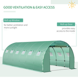 Outsunny 6 x 3 x 2m Greenhouse Replacement Cover ONLY Winter Garden Plant PE Cover for Tunnel Walk-in Greenhouse with Roll-up Windows Door Outdoor