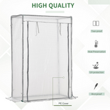 Outsunny 100 x 50 x 150cm Greenhouse Steel Frame PE Cover with Roll-up Door Outdoor for Backyard, Balcony, Garden, White