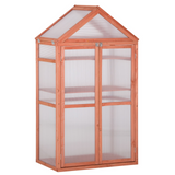 Outsunny 80 x 47 x 138cm Garden Polycarbonate Cold Frame Greenhouse Grow House Flower Vegetable Plants w/ Adjustable Shelves, Double Doors Orange