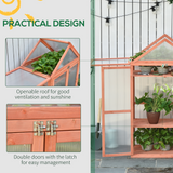 Outsunny 80 x 47 x 138cm Garden Polycarbonate Cold Frame Greenhouse Grow House Flower Vegetable Plants w/ Adjustable Shelves, Double Doors Orange