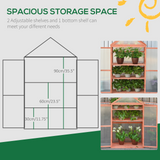 Outsunny 80 x 47 x 138cm Garden Polycarbonate Cold Frame Greenhouse Grow House Flower Vegetable Plants w/ Adjustable Shelves, Double Doors Orange