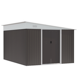 Outsunny 11.3 x 9.2ft Garden Metal Storage Shed Outdoor Metal Tool House with Double Sliding Doors & 2 Air Vents, Grey