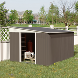 Outsunny 11.3 x 9.2ft Garden Metal Storage Shed Outdoor Metal Tool House with Double Sliding Doors & 2 Air Vents, Grey