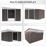 Outsunny 11.3 x 9.2ft Garden Metal Storage Shed Outdoor Metal Tool House with Double Sliding Doors & 2 Air Vents, Grey