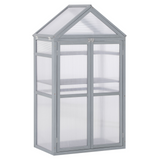 Outsunny 80 x 47 x 138cm Garden Polycarbonate Cold Frame Greenhouse Grow House Flower Vegetable Plants w/ Adjustable Shelves, Double Doors Grey