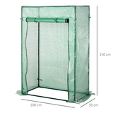 Outsunny 100 x 50 x 150cm Greenhouse Steel Frame PE Cover with Roll-up Door Outdoor for Backyard, Balcony, Garden, Green